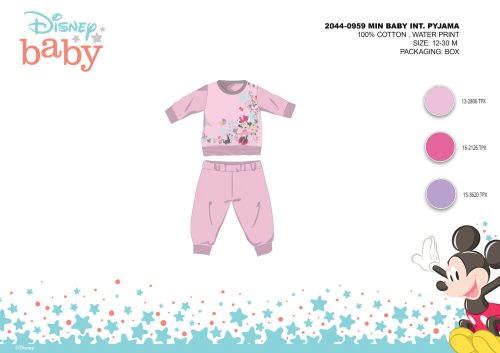 Winter cotton interlock baby pajamas - Disney Minnie Mouse - light pink - 80