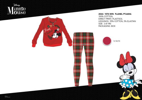 Winter thick cotton children's pajamas - flannel pajamas - Disney Minnie Mouse - red - 122