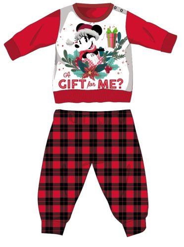 Disney Minnie egér téli vastag karácsonyi baba pizsama - pamut flanel pizsama - piros-fekete - 80