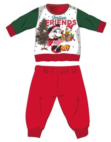 Disney Minnie egér téli vastag karácsonyi baba pizsama - pamut flanel pizsama - piros-zöld - 80