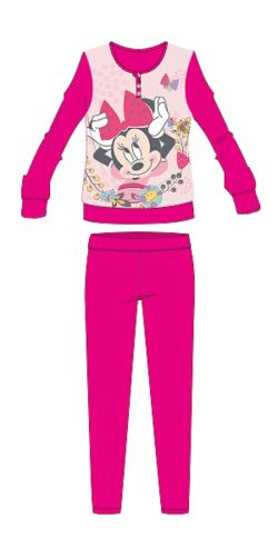 Disney Minnie egér téli pamut gyerek pizsama - interlock pizsama - virág mintával - pink - 116