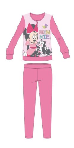 Disney Minnie egér téli pamut gyerek pizsama - interlock pizsama - pillangó mintával - rózsaszí
