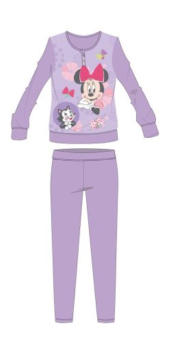 Disney Minnie egér téli pamut gyerek pizsama - interlock pizsama - pillangó mintával - világoslila - 104