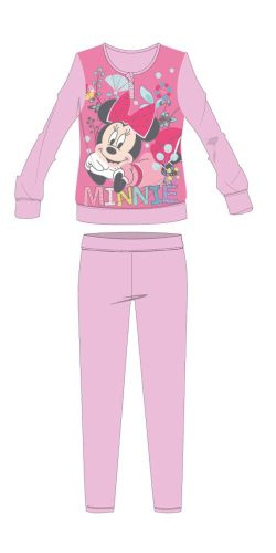 Disney Minnie egér téli pamut gyerek pizsama - interlock pizsama - virág mintával - világosrózs