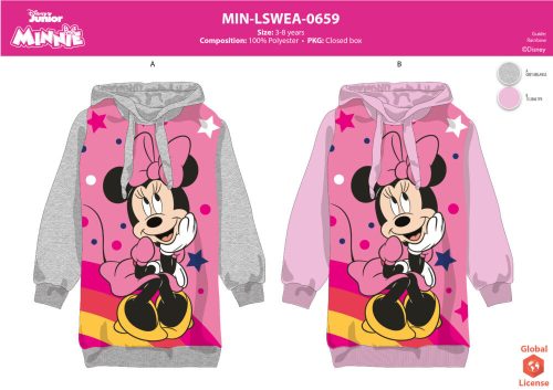 Disney Minnie egér kapucnis pulóver kislányoknak - világosrózsaszín - 104