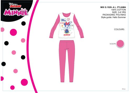 Disney Minnie egér gyerek jersey pizsama - pamut pizsama -rózsaszín - 104