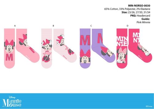 Disney Minnie egér gyerek pamut normál zokni - 4 pár/csomag - 23-26