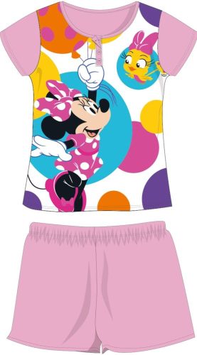 Disney Minnie egér nyári rövid ujjú gyerek pamut pizsama - jersey pizsama - világosrózsaszín - 