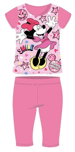 Letné bavlnené pyžamo s krátkym rukávom Disney Minnie mouse - detské džersejové pyžamo - ružové - 110