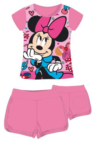 Disney Minnie egér pamut nyári együttes - póló-rövidnadrág szett - rózsaszín - 122