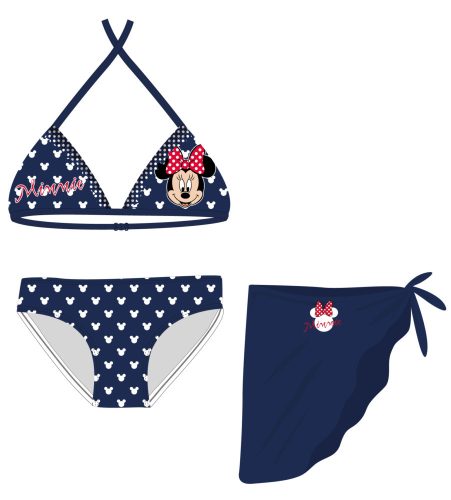 Completo costume da bagno Disney Minnie Mouse - bikini con top a triangolo + gonna per bambine - blu scuro - 128