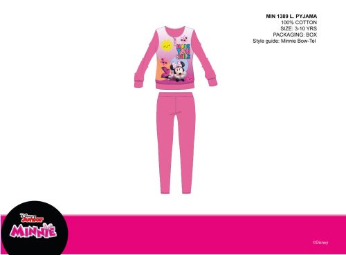 Disney Minnie egér vékony pamut gyerek pizsama - jersey pizsama - sötétrózsaszín - 104