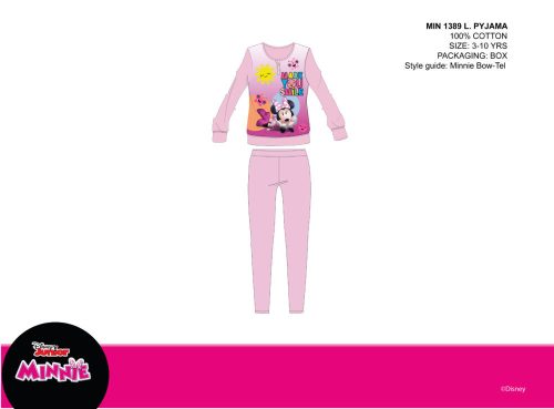 Disney Minnie egér vékony pamut gyerek pizsama - jersey pizsama - világosrózsaszín - 104