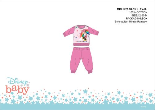 Disney Minnie egér baba pizsama - jersey pamut pizsama - rózsaszín - 92