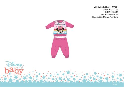 Disney Minnie egér baba pizsama - jersey pamut pizsama - sötétrózsaszín - 80