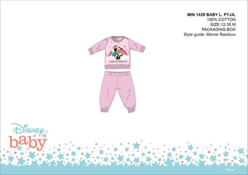 Disney Minnie egér baba pizsama - jersey pamut pizsama - világosrózsaszín - 80