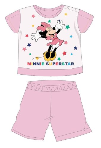 Disney Minnie Mouse summer short-sleeved baby pajamas - cotton jersey pajamas - with Minnie Superstar lettering - light pink - 86