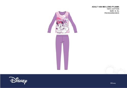 Disney Minnie egér női jersey pizsama - pamut pizsama - lila - M