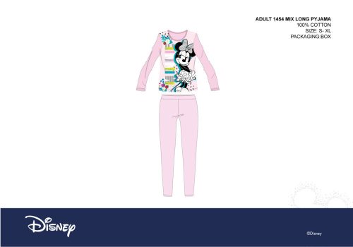 Disney Minnie egér női jersey pizsama - pamut pizsama - világosrózsaszín - M