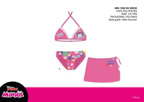 Disney Minnie egér fürdőruha szett kislányoknak - bikini háromszög felsőrésszel+szoknya - rózsaszín - 116