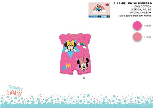 Disney Minnie egér nyári rövid ujjú baba rugdalózó - pink - 0-1 hónapos babának