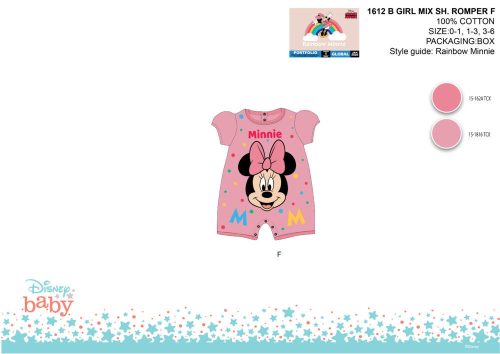 Letní dětský dupač s krátkým rukávem Disney Minnie mouse - růžový - pro miminka 0-1 měsíce