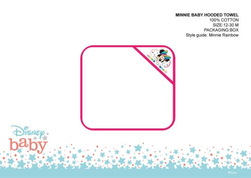 Disney Minnie egér kapucnis babatörölköző - fehér-pink