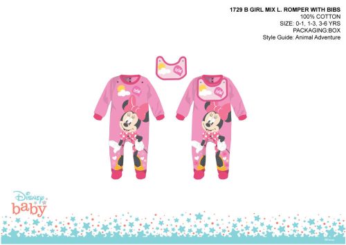 Miminko Disney Minnie mouse s kopacím bryndákem - růžovo-červené - pro miminka 0-1 měsíce