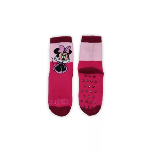 Csúszásgátlós gyerek bokazokni - Minnie egér - teliplüss- CUTE feliratos - pink-világosrózsaszín - 27-30