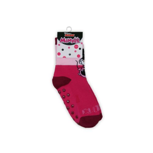 Protiskluzové dětské kotníkové ponožky - Minnie mouse - plyšové - nápis CUTE - růžovo-světle růžové - 31-34
