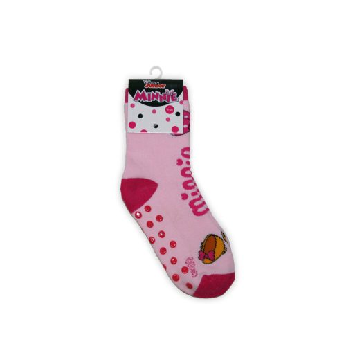 Protiskluzové dětské kotníkové ponožky - Minnie Mouse - plyšové- měkké botičky- mašle - světle růžové - 27-30