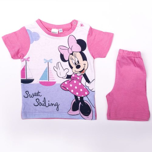 Sommer-Ensemble aus Baumwolle für Mädchen mit Minnie Maus – T-Shirt-Shorts-Set – Rosa – 80