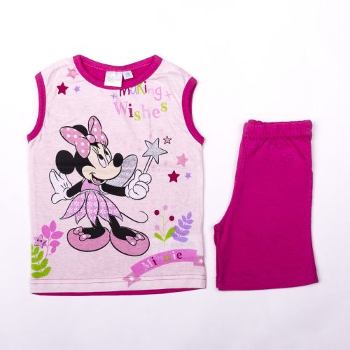 Minnie egér kislány pamut nyári együttes - trikó-rövidnadrág szett - pink - 86