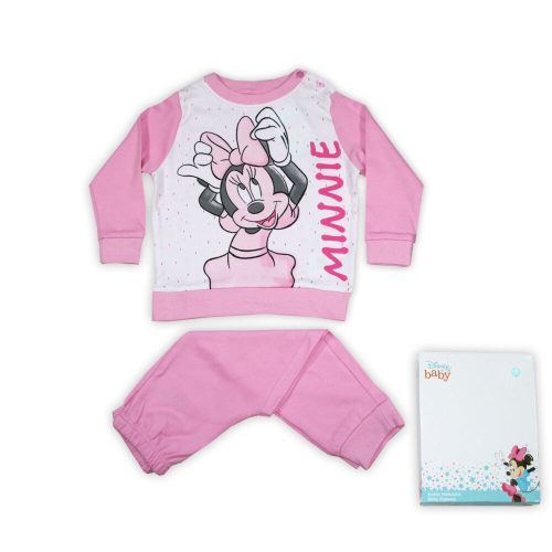Téli pamut baba pizsama - Minnie egér - világosrózsaszín - 86