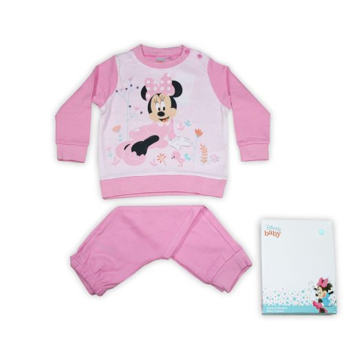 Zimné hrubé bavlnené detské pyžamo - Minnie Mouse - svetloružové - 86