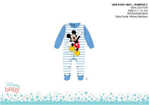 Disney Mickey egér baba rugdalózó - fehér-világoskék - 1-3 hónapos babának