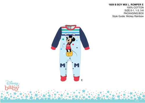 Disney Mickey egér baba rugdalózó - világoskék-piros - 0-1 hónapos babának