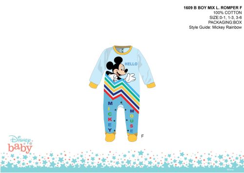 Disney Mickey egér baba rugdalózó - világoskék-sárga - 1-3 hónapos babának