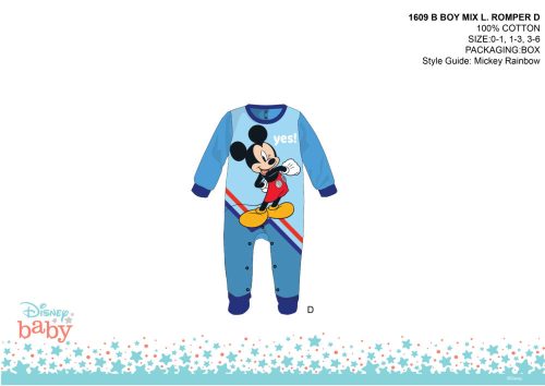 Disney Mickey egér baba rugdalózó - világoskék-sötétkék - 0-1 hónapos babának