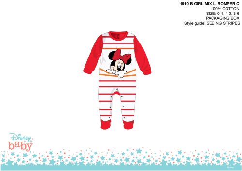 Disney Minnie egér baba rugdalózó - fehér-piros - 0-1 hónapos babának
