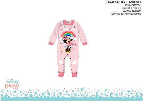 Disney Minnie mouse baby romper - with collar - with Minnie Mouse lettering - light pink-pink - for babies 0-1 months
