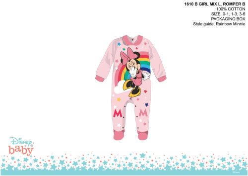 Disney Minnie egér baba rugdalózó - galléros - világosrózsaszín-rózsaszín - 0-1 hónapos babának