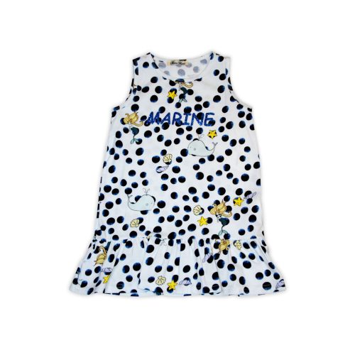 Abito senza maniche in cotone con motivo balena e sirena per bambina - bianco-blu - 122