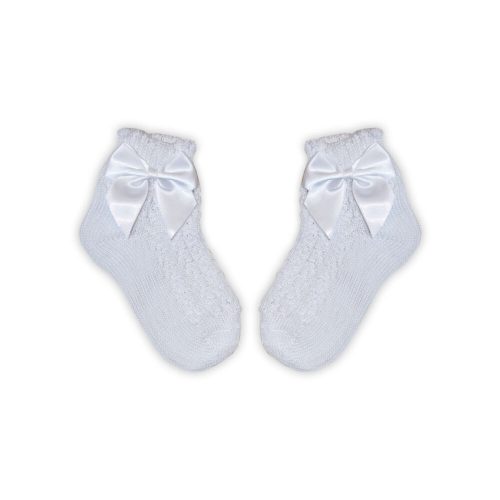 100% cotton baby girl ankle socks with crocheted upper part - decorated with bows