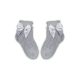 100% cotton baby girl baby ankle socks with crochet upper part - with bow decoration - gray - 16-17