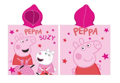 Peppa Pig pončo zo 100% bavlny - 55x110 cm - ružové