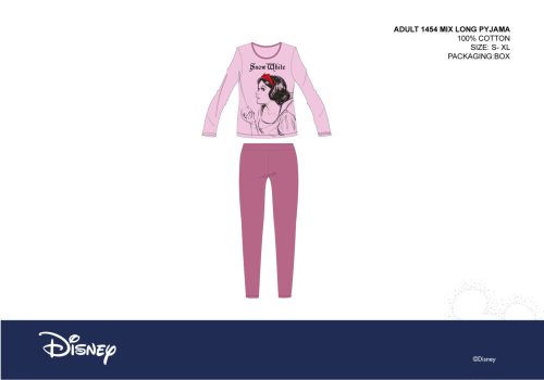 Disney Hófehérke női jersey pizsama - pamut pizsama - világosrózsaszín-lila - L