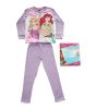 Hosszú vékony pamut gyerek pizsama - Hercegnők - Aranyhaj, Ariel, Csipkerózsika mintával - Jersey  - világoslila - 104