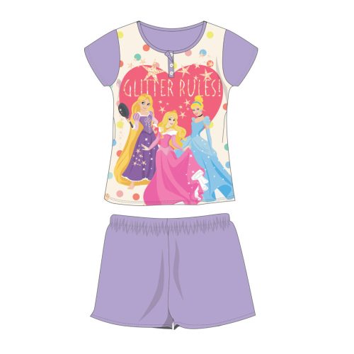 Nyári rövid ujjú gyerek pamut pizsama - Disney Hercegnők 