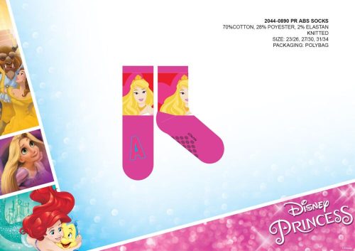 Disney Hercegnők csúszásgátlós teliplüss bokazokni gyerekeknek - pink - 27-30